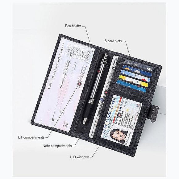 Checkbook Cover Slim Minimalist For Men Egyptian Blue - Picture 2 of 6